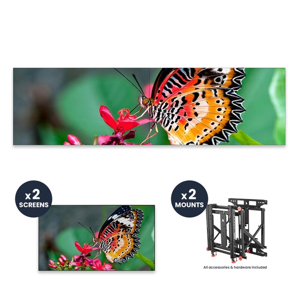 NEC UN492S + DS-VW775-QR 1x2 Kit | 49" Ultra-Narrow Bezel Professional-Grade Display with Peerless Full Service Mount