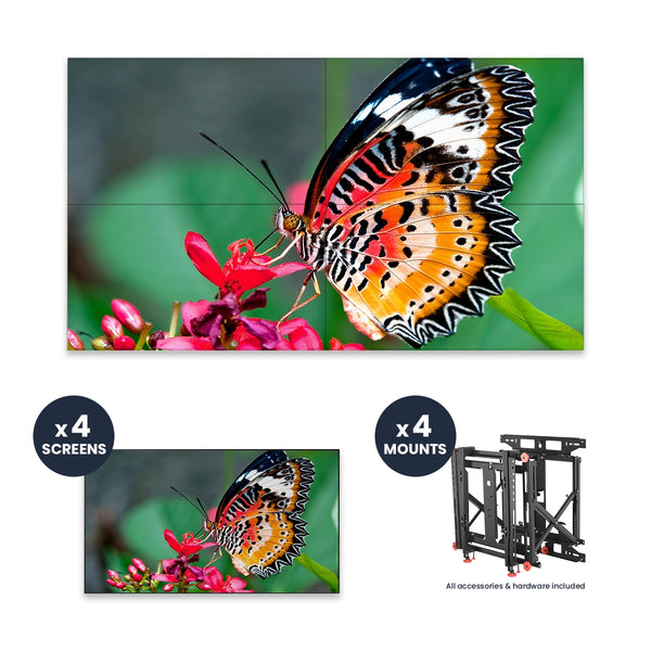 NEC UN492S + DS-VW775-QR 2x2 Kit | 49" Ultra-Narrow Bezel Professional-Grade Display with Peerless Full Service Mount