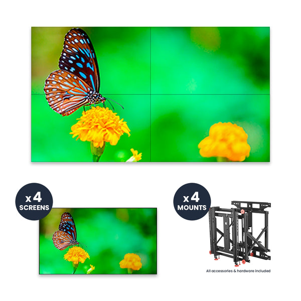NEC UN492VS + DS-VW775-QR 2x2 Kit | 49" Ultra-Narrow Bezel Professional-Grade Display with Peerless Full Service Mount