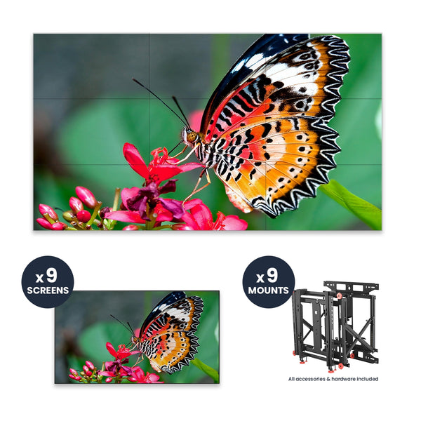 NEC UN492S + DS-VW775-QR 3x3 Kit | 49" Ultra-Narrow Bezel Professional-Grade Display with Peerless Full Service Mount