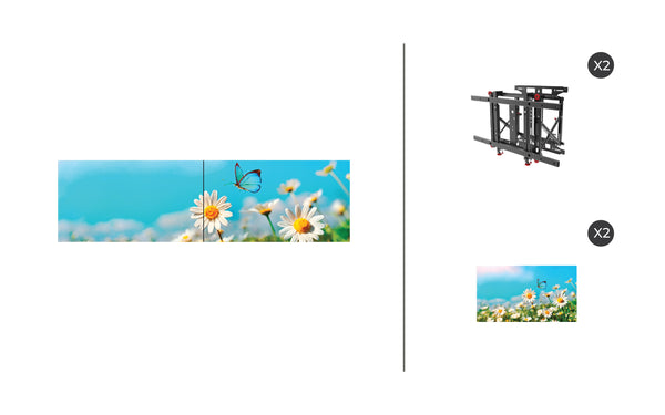 NEC UN462A + DS-VW775-QR 1x2 Kit | 46" Ultra-Narrow Bezel Professional-Grade Display with Peerless Full Service Mount