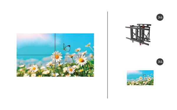 NEC UN462A + DS-VW775-QR 2x2 Kit | 46" Ultra-Narrow Bezel Professional-Grade Display with Peerless Full Service Mount