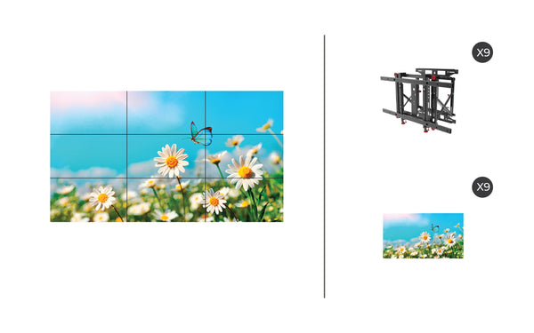 NEC UN462A + DS-VW775-QR 3x3 Kit | 46" Ultra-Narrow Bezel Professional-Grade Display with Peerless Full Service Mount