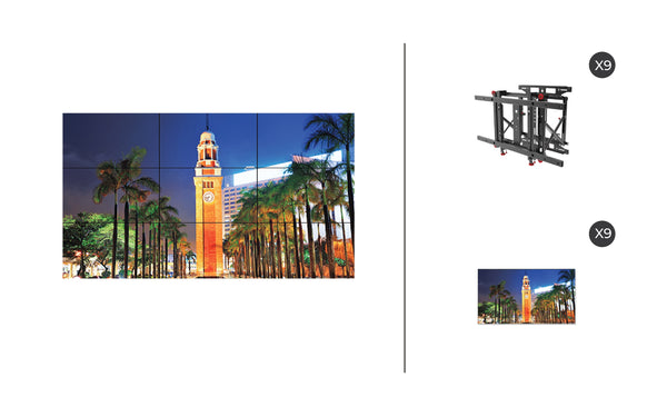 NEC X555UNS + DS-VW775-QR 3x3 Kit | 55" Ultra Narrow Bezel S-IPS Video Wall Display with Peerless Full Service Mount