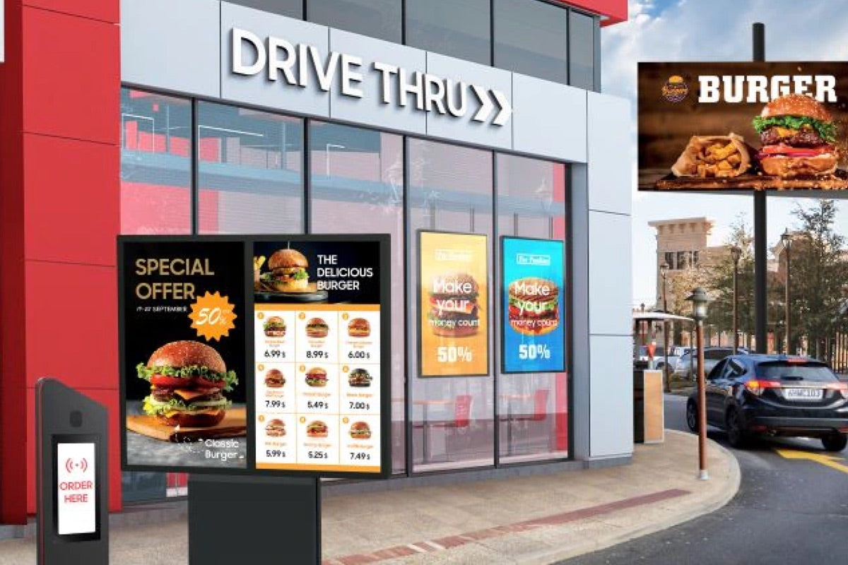 Drive-thru digital menu board display
