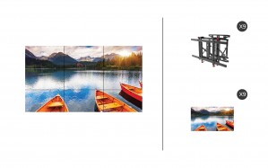 NEC X555UNV + DS-VW775-QR 3x3 KIT | 55" Ultra Narrow Bezel S-IPS Video Wall Display with Peerless Full Service Mount